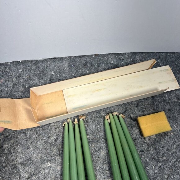 Vintage Dansk Designs France Olive Green 8" Taper Candles Set Of 8 Style 1818 -B - Picture 2 of 13